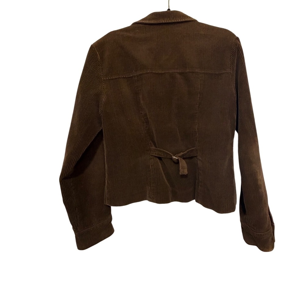 Vintage American Eagle Brown Corduroy Jacket Cinch Back Orange Lining Large - Picture 3 of 10